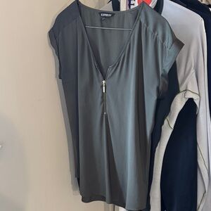 Express Women's Charcoal Blouse with Zipper